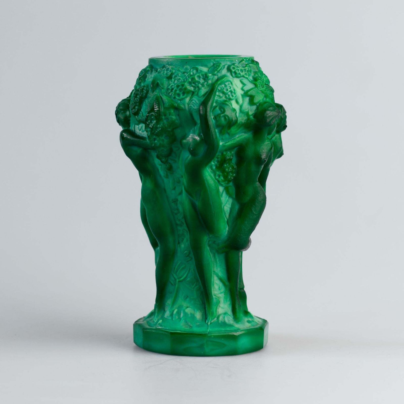 Art Deco Malachite Glass Vase By Curt Schlevogt, 1930s photo vinterior