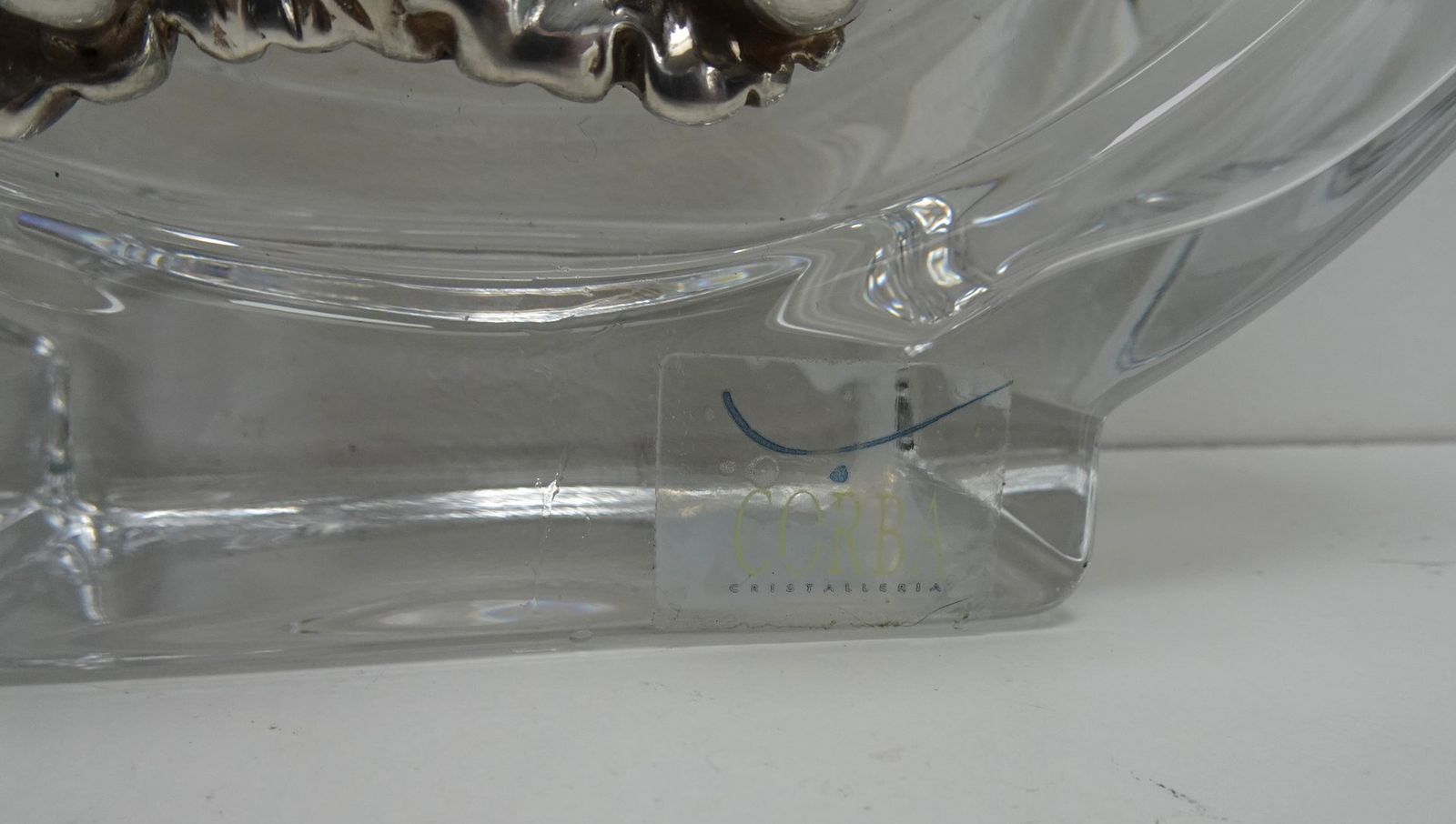Vintage Italian Crystal And Silver Vase, 1980s photo buy