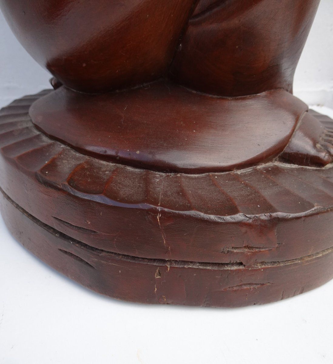 photo for sale Carved Wooden Plant Stand In Teak, 1970s