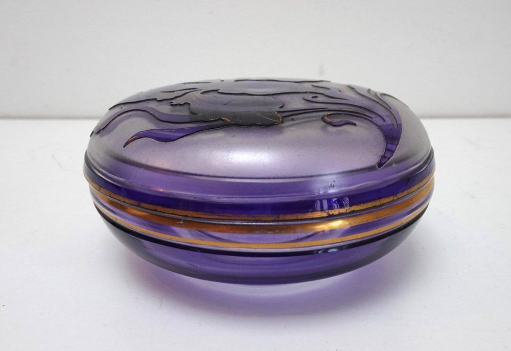 Art Nouveau Cameo Crystal Box By Philippe Wolfers For Val Saint Lambert, 1890s photo vinterior
