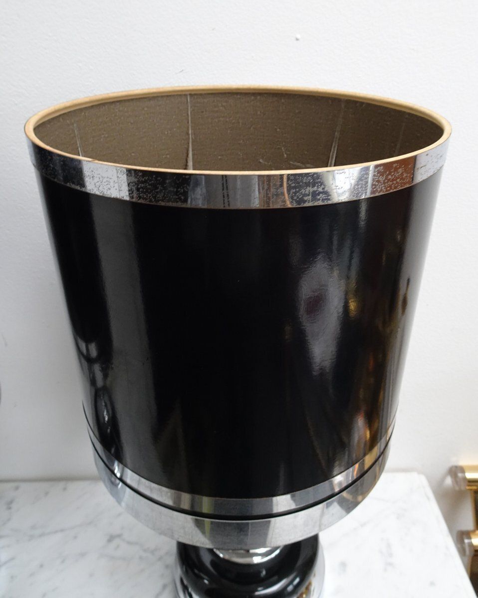 Vintage Space Age Chrome And Black Table Lamps From Massive, 1970s, Set Of 2 photo vintage