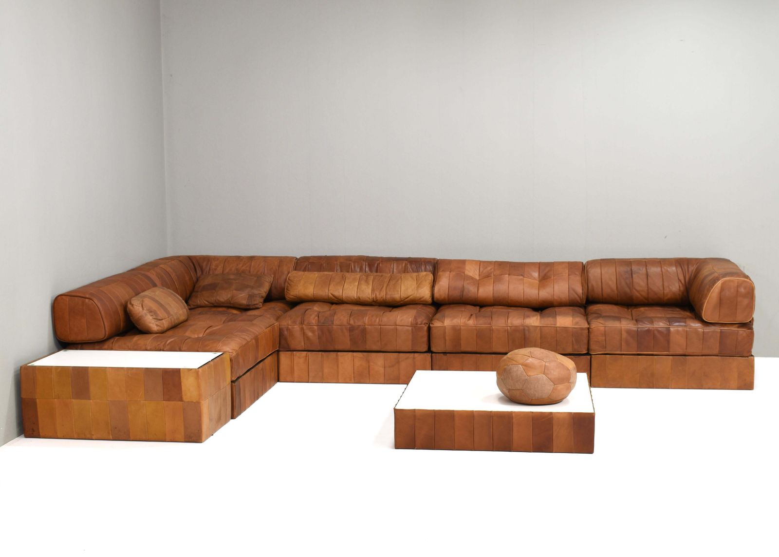 De Sede Ds 88 Landscape Sectional Sofa In Cognac Tan Leather, Switzerland 1970's photo for sale