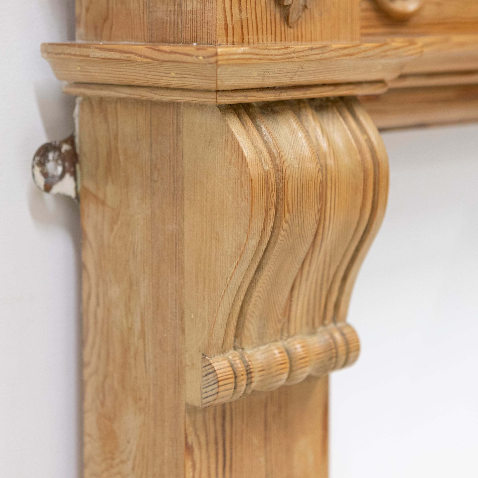 Antique Pine Wooden Fireplace Surround photo vintage