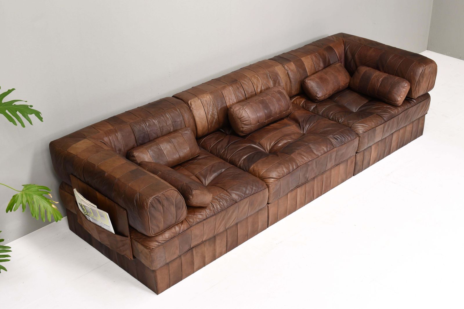 De Sede Ds 88 Sectional Sofa In Cognac Tan Brown Leather, Switzerland, 1970's photo vinterior
