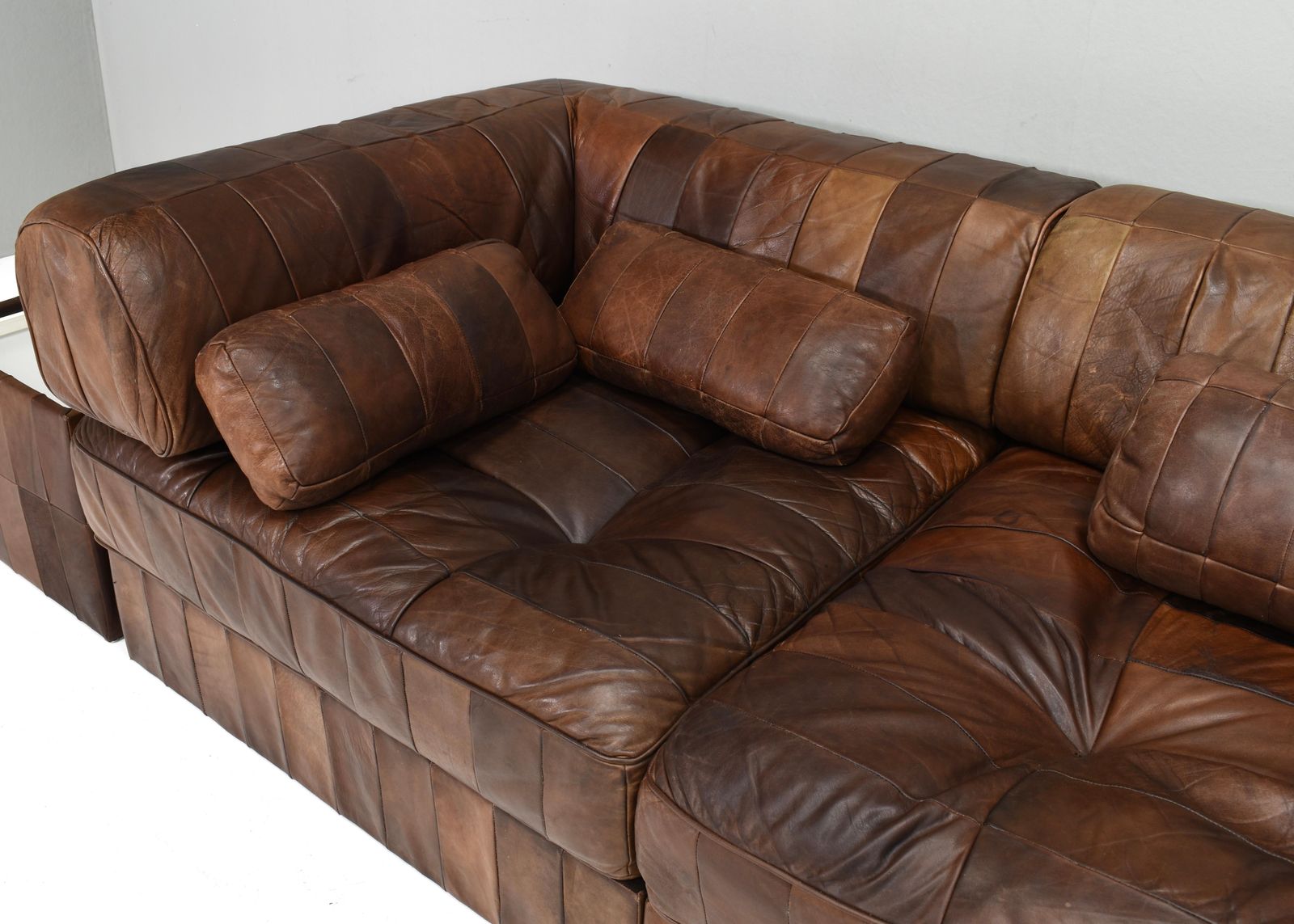 photo vintage De Sede Ds 88 Sectional Sofa In Cognac Tan Brown Leather, Switzerland, 1970's