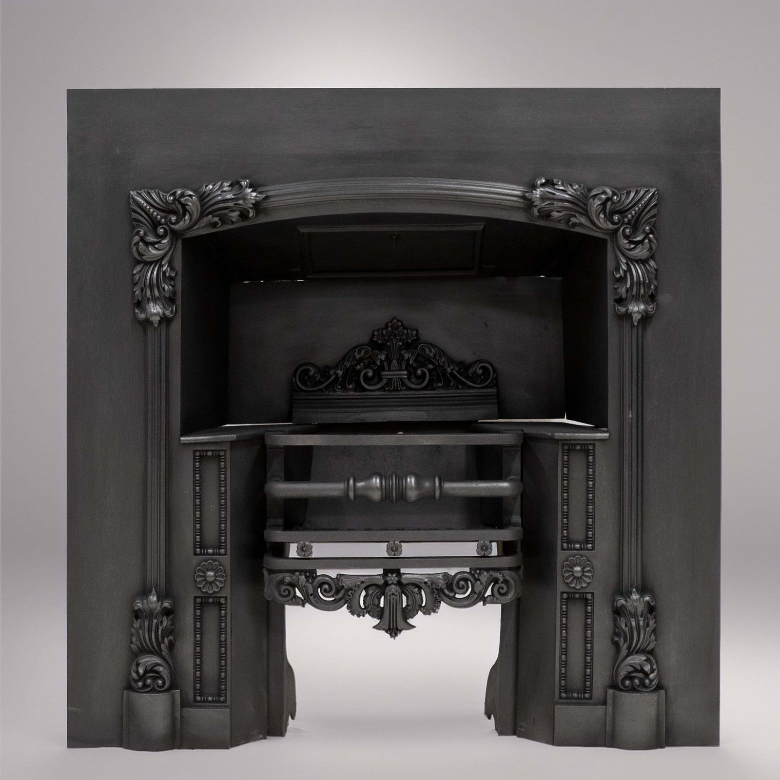Antique Ornate Georgian Cast Iron Fireplace Insert | Register Grate