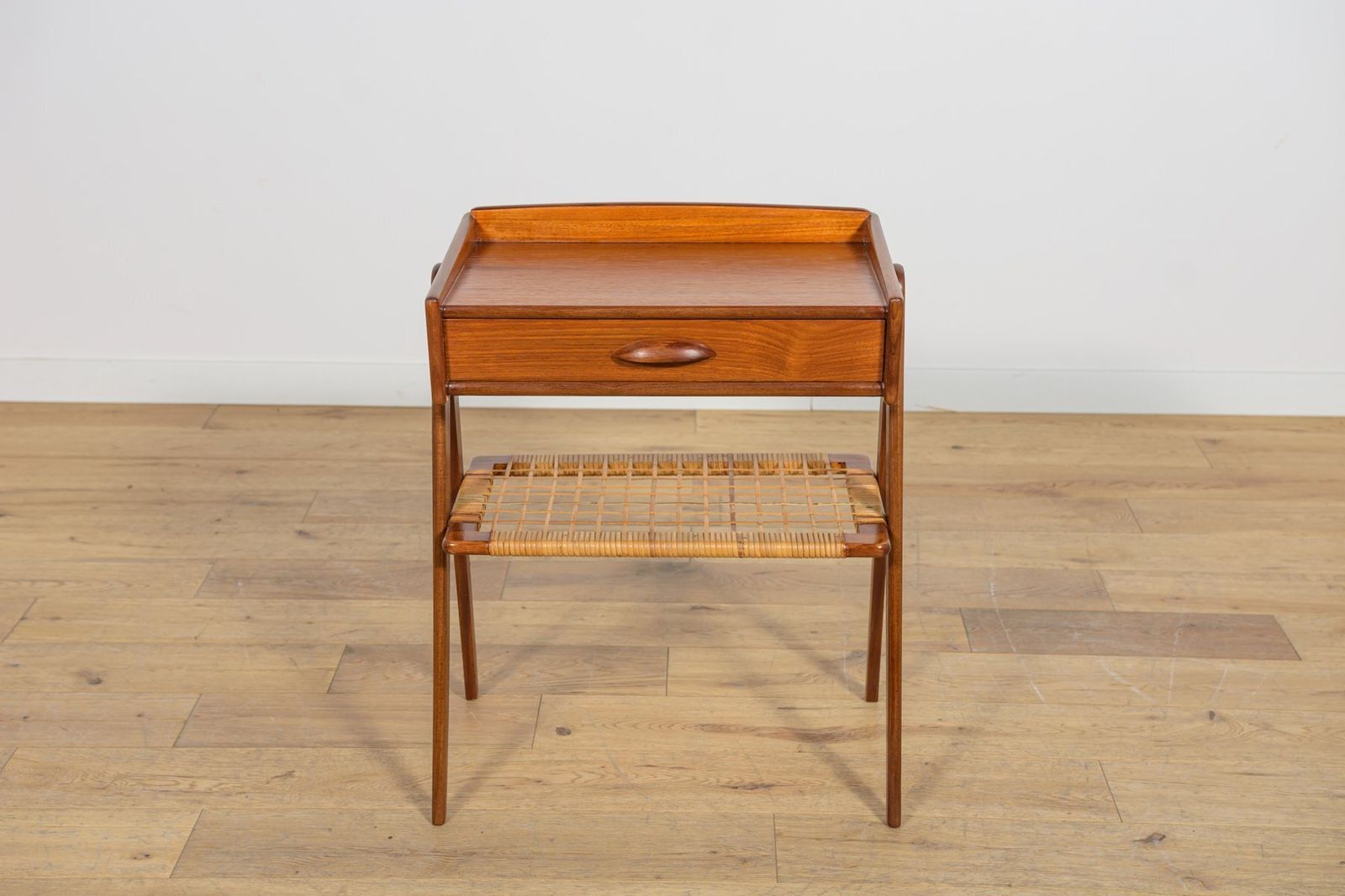 photo furniture Mid Century Modern Teak And Rattan Nightstands By Søren Rasmussen, 1960s, Set Of 2