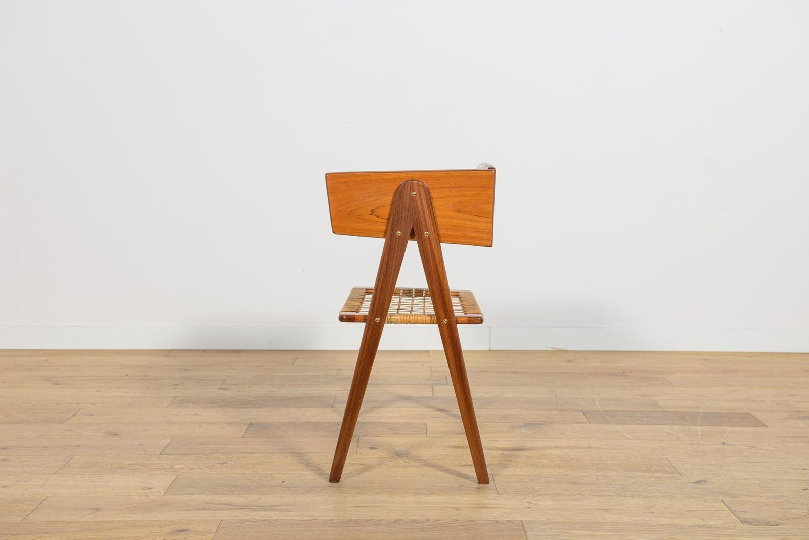 photo vinterior Mid Century Modern Teak And Rattan Nightstands By Søren Rasmussen, 1960s, Set Of 2
