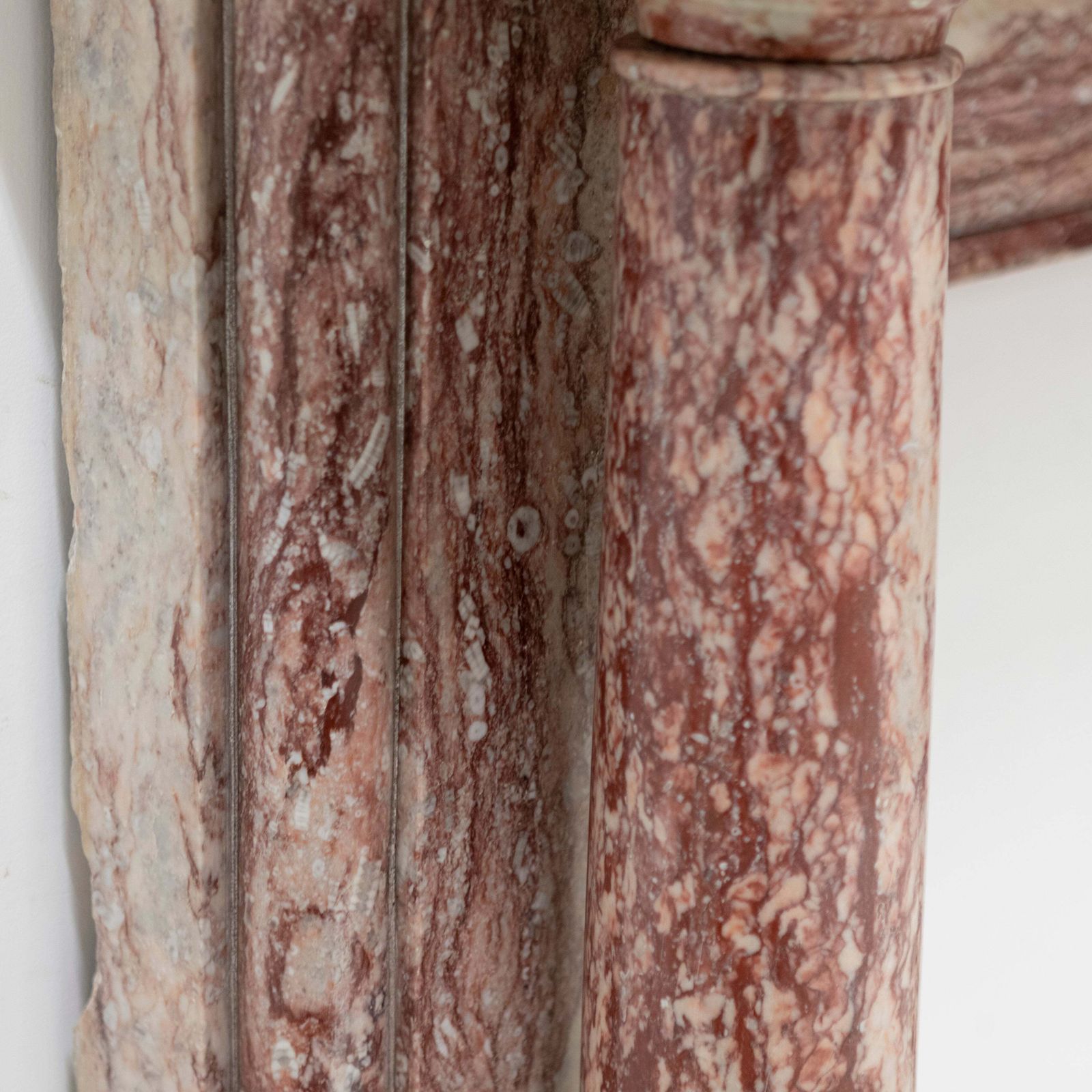 photo for sale Antique Rojo Alicante Marble Fireplace Surround With Columns