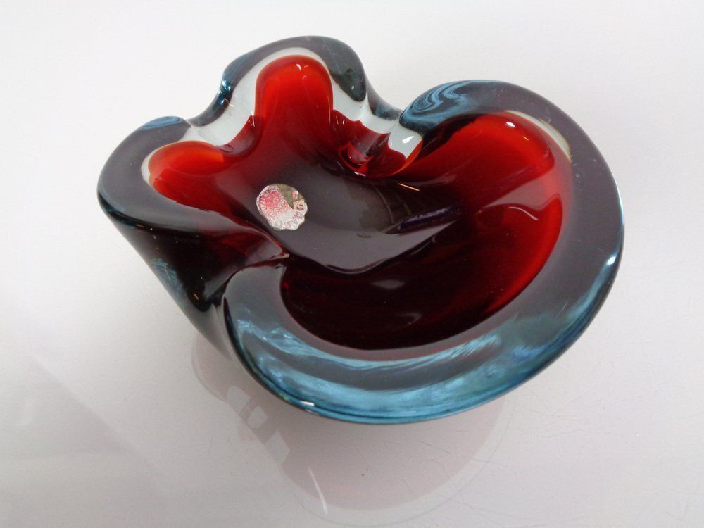 Sommerso Murano Glass Ashtray, Italy, 1960s photo vintage