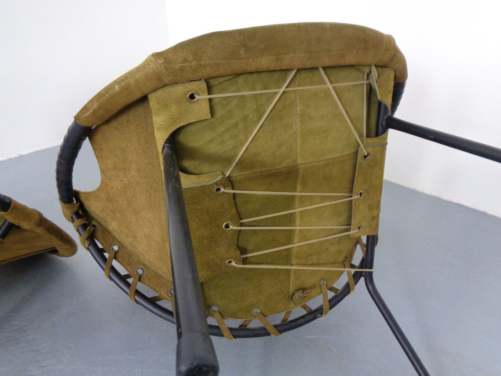 photo buy Olive Green Suede Balloon Chairs From Lusch, Germany, 1960s, Set Of 2