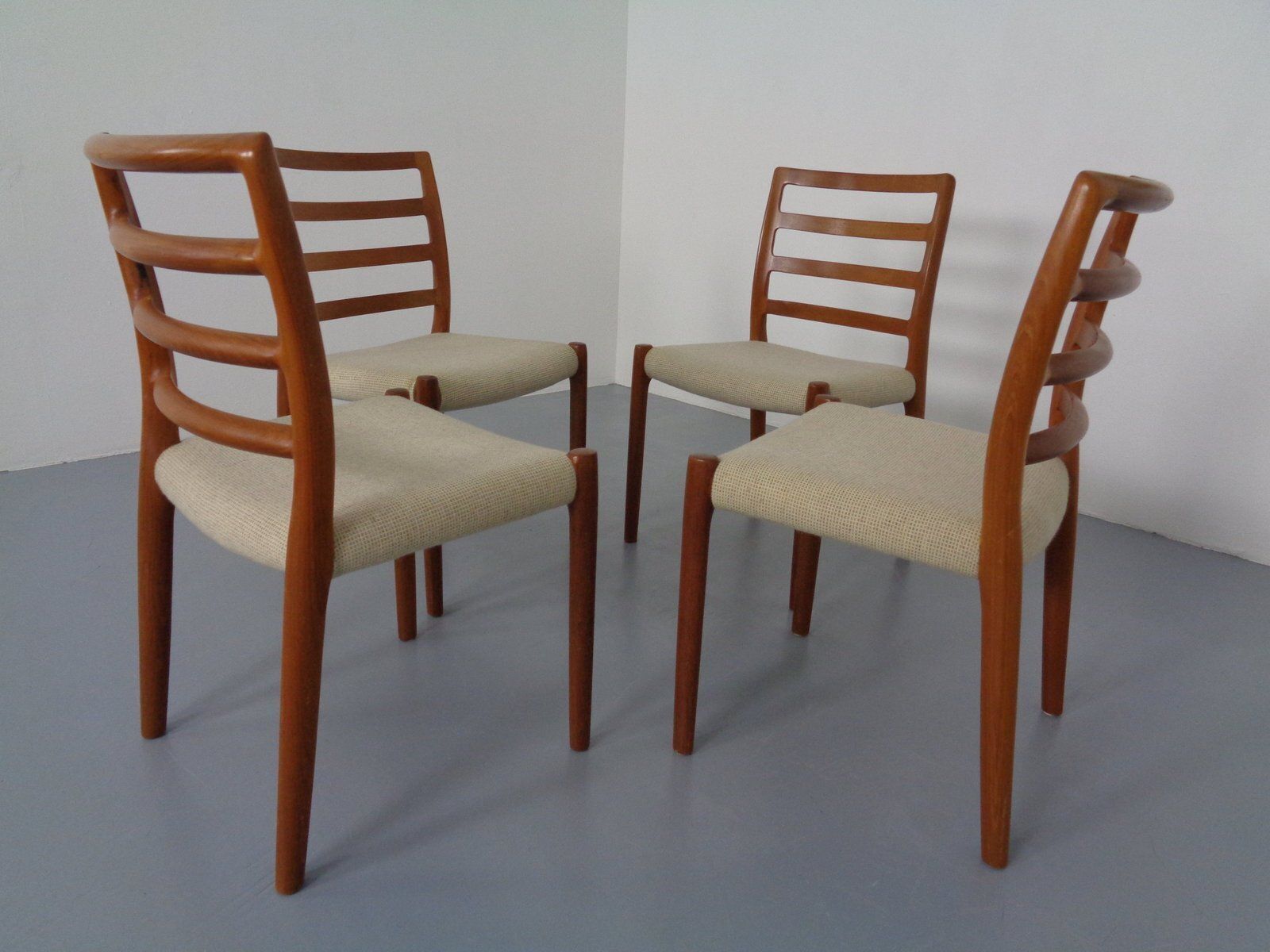 Vintage Danish 85 Dining Chairs In Teak And Wool By Niels Otto Møller For J.L. Møllers, 1960s, Set Of 4 photo for sale