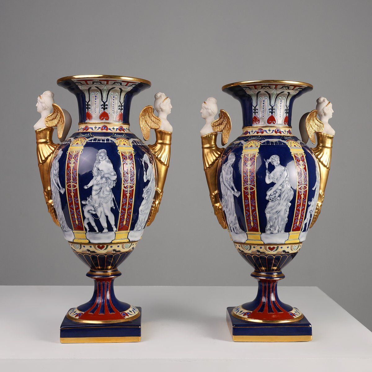Empire Porcelain Vases From August & Conrad Bauscher, Germany, 1900s, Set Of 2