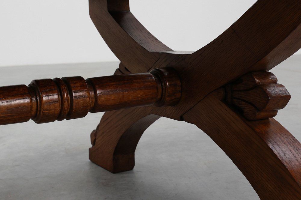photo for sale 19th Century Gothic Revival Flemish Oak Footstool, Belgium