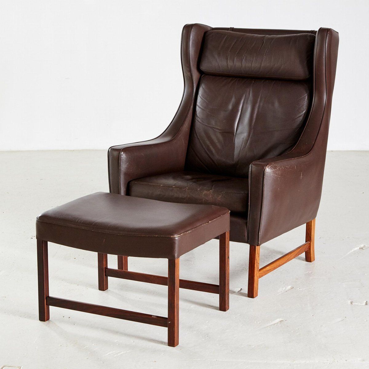 Set Of 965h Leather Reading Armchair With Ottoman By Fredrik Kayser