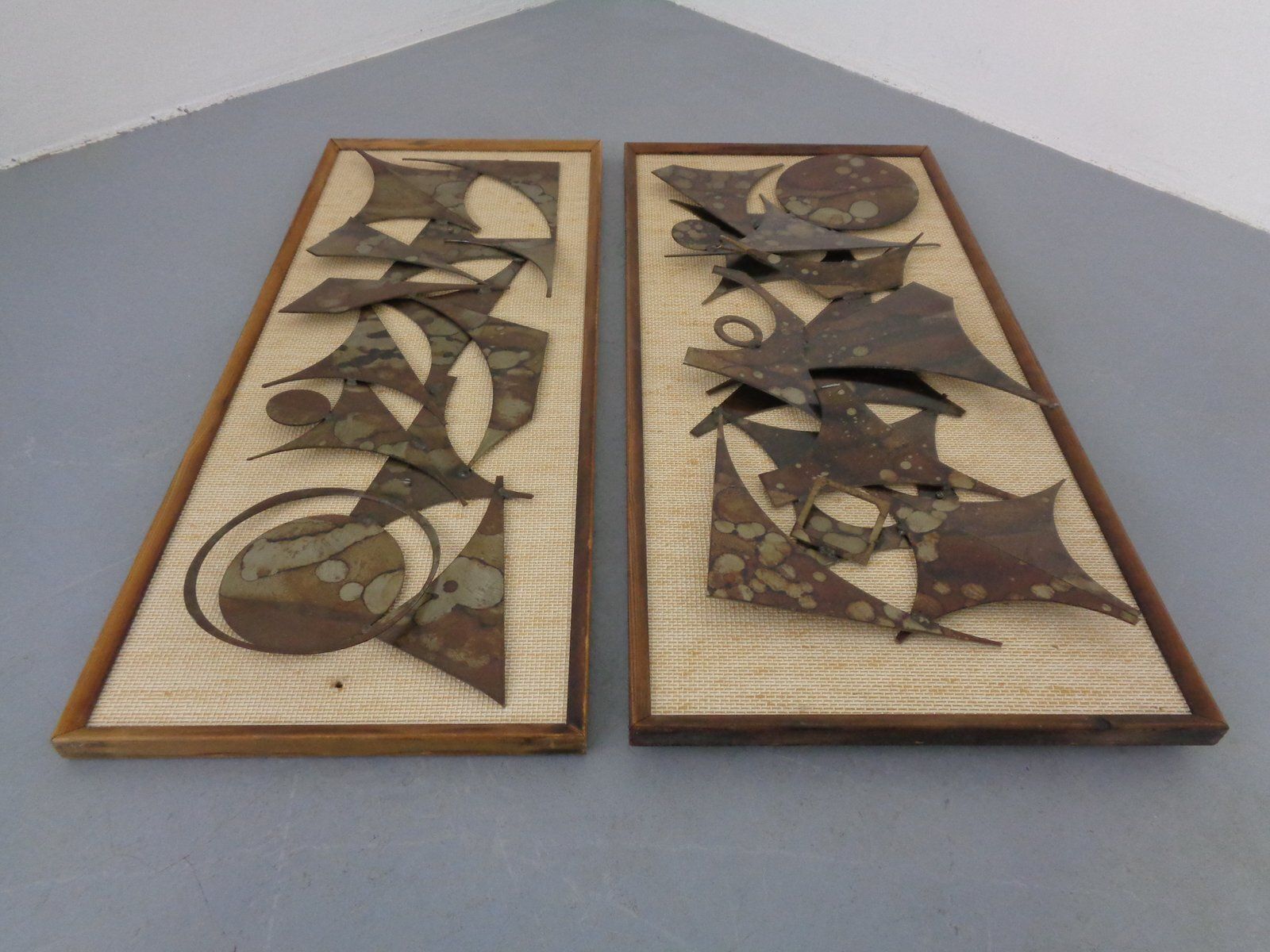 Brutalist Metal Wall Panels By Henrik Horst, Denmark, 1960s, Set Of 2 photo Art
