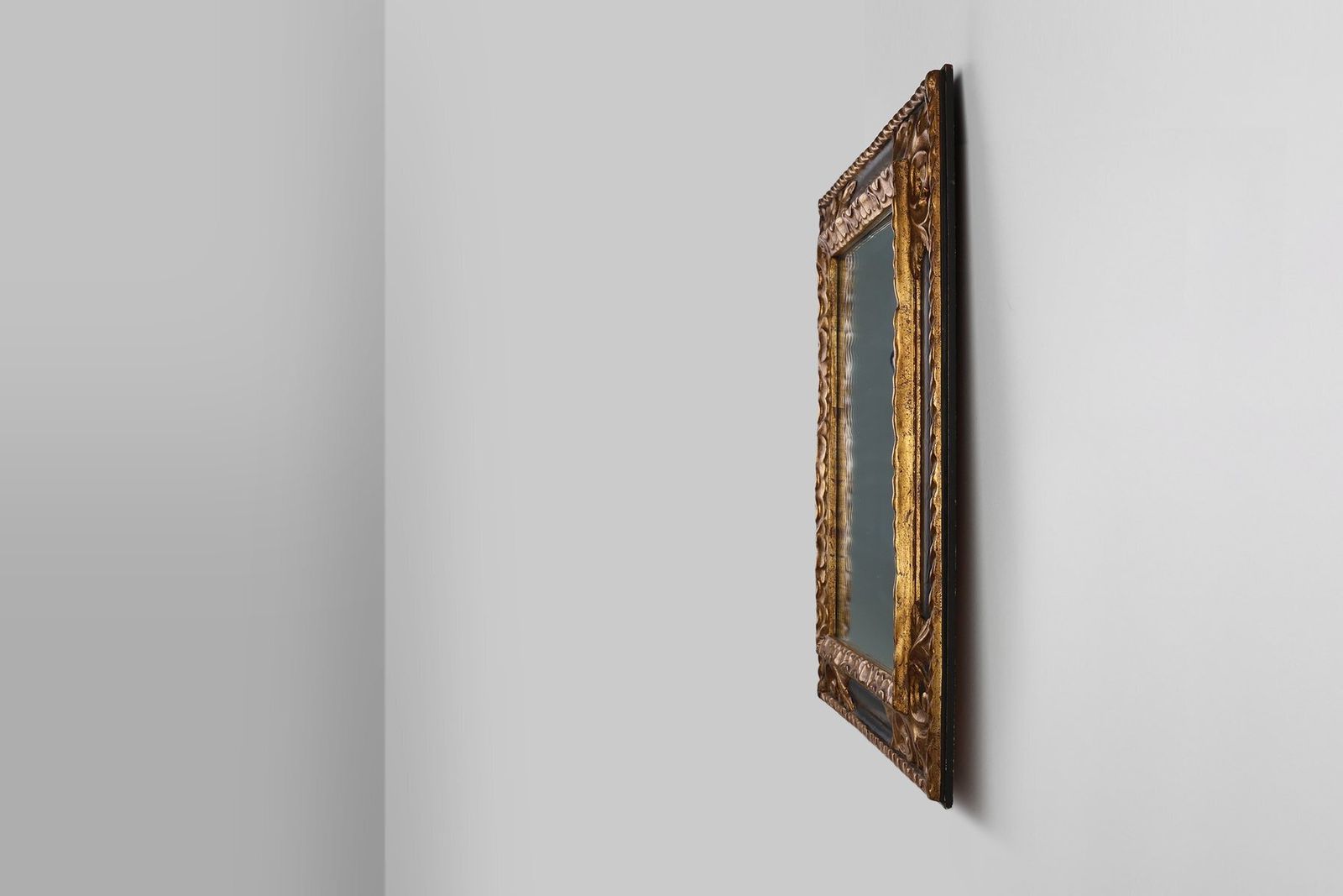 Carved Baroque Black And Giltwood Mirror, 1850s photo vintage