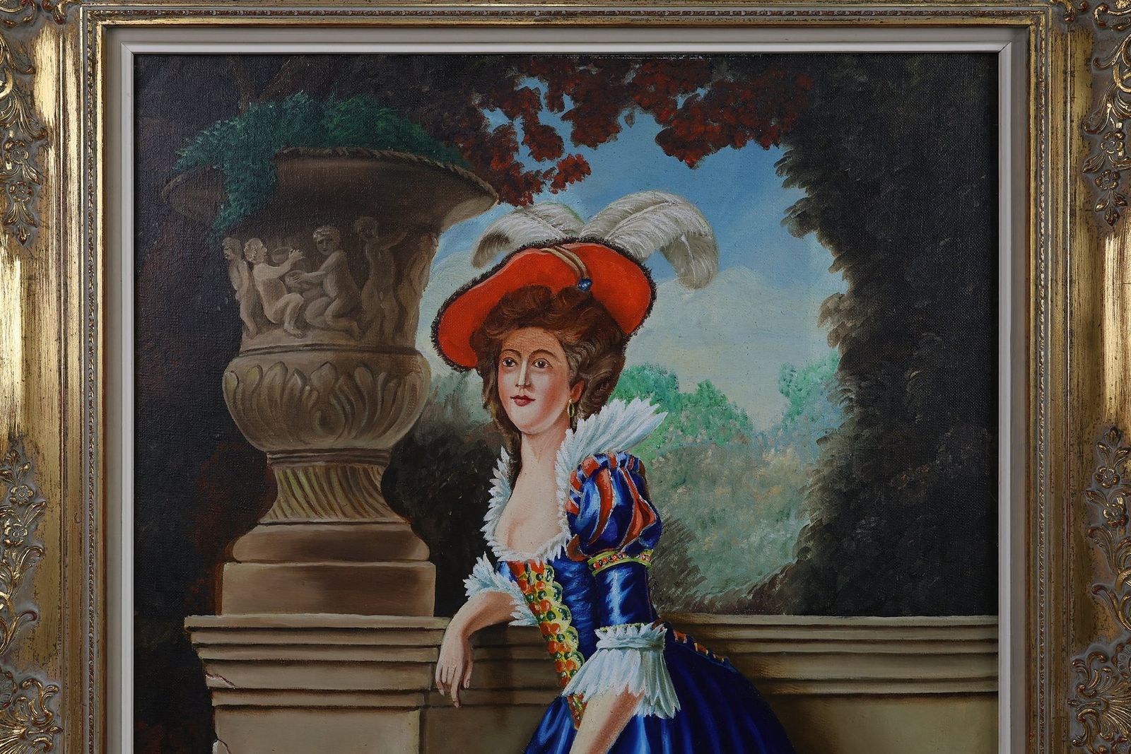 French Artist, Baroque Style Portrait Of Madame Louise Elisabeth Of France, 1950s, Oil On Canvas photo for sale