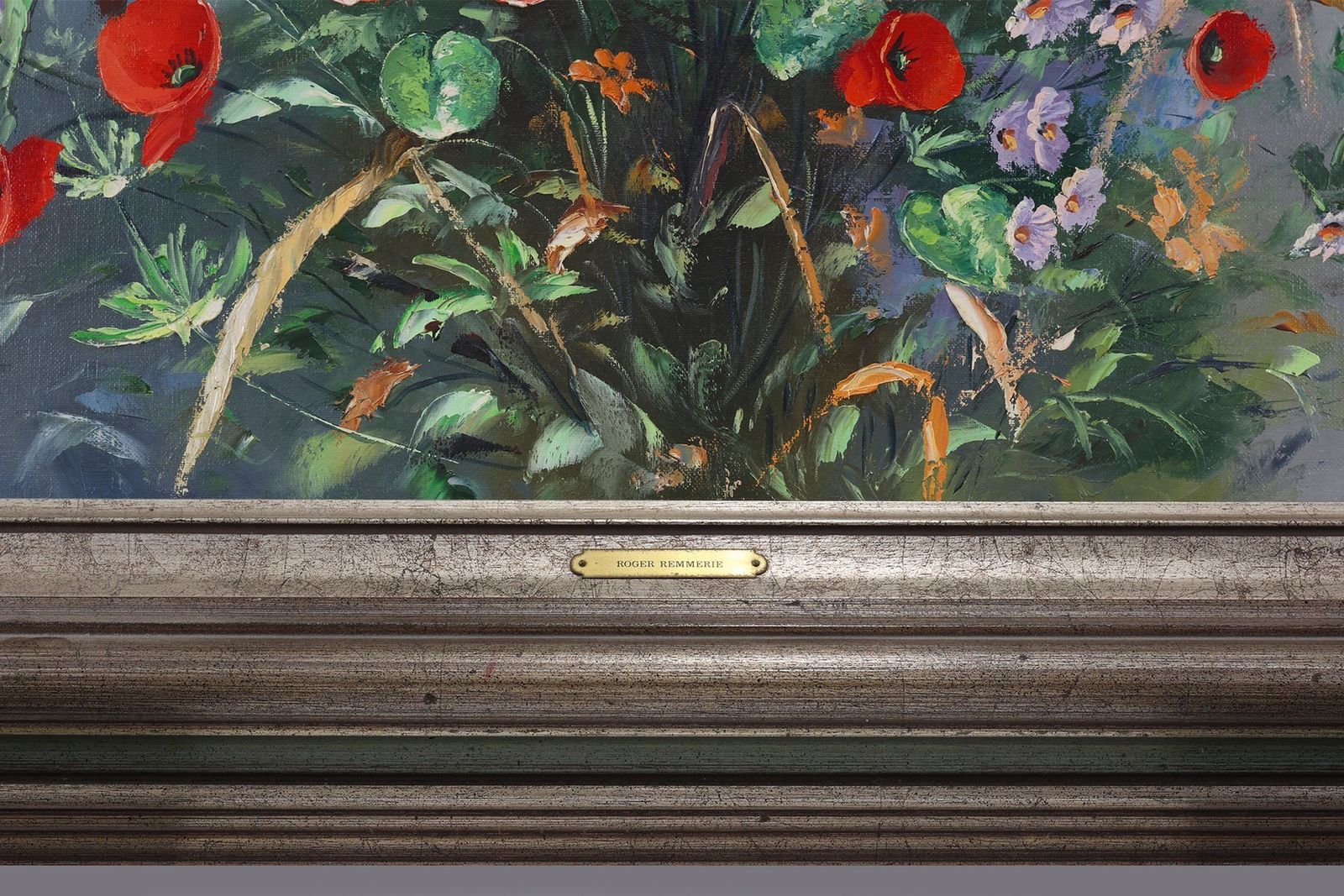 Roger Remmerie, Baroque Still Life With Flowers, 20th Century, Oil On Canvas, Framed photo vintage