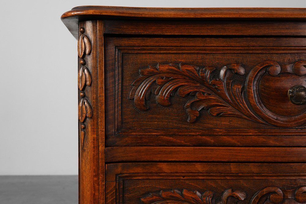 Louis XV Style Oak Chest Of Drawers, France, 1950s photo vintage