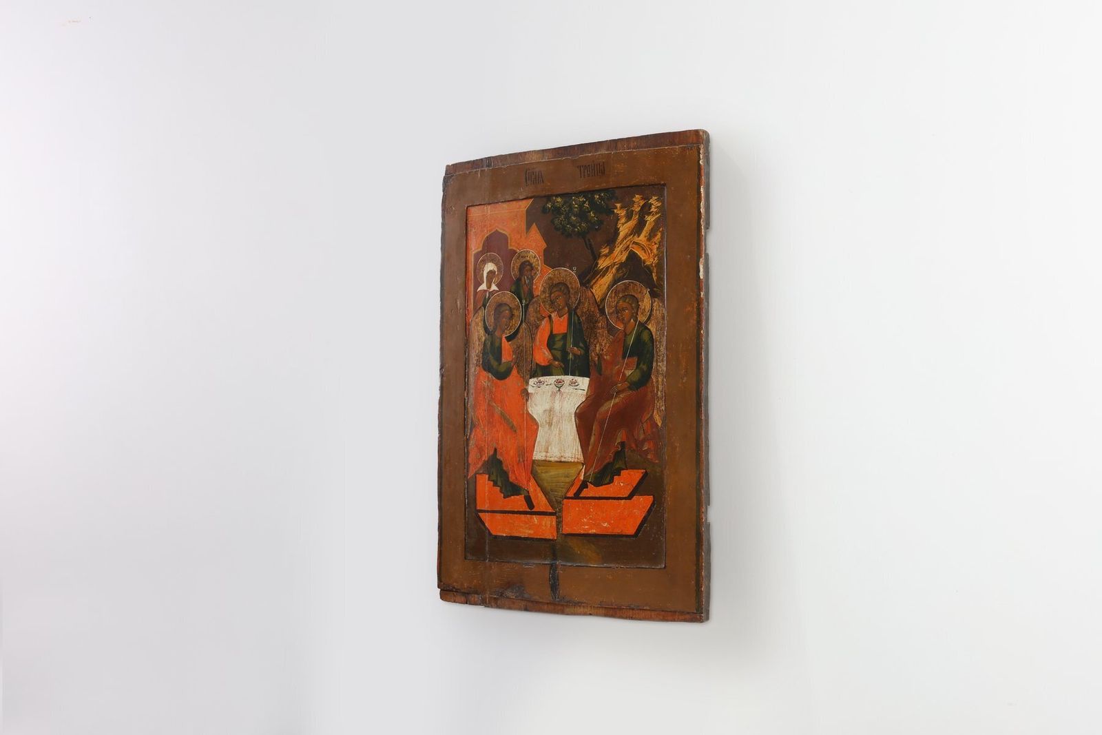 Religious Icon With The Holy Trinity, 18th Century, Painting On Wood photo for sale