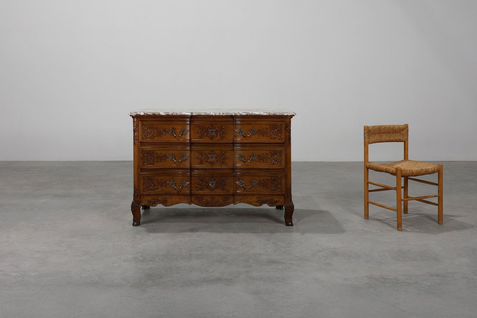 18th Century Louis XV Oak And Marble Chest Of Drawers, France photo furniture