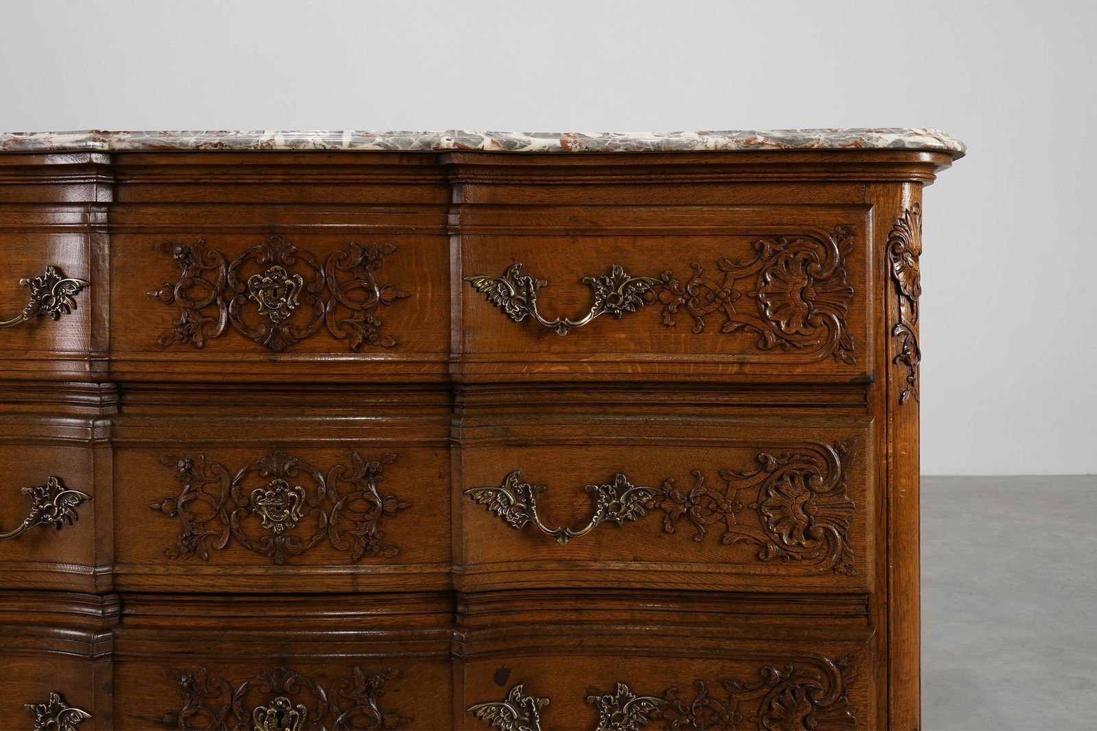 18th Century Louis XV Oak And Marble Chest Of Drawers, France photo buy