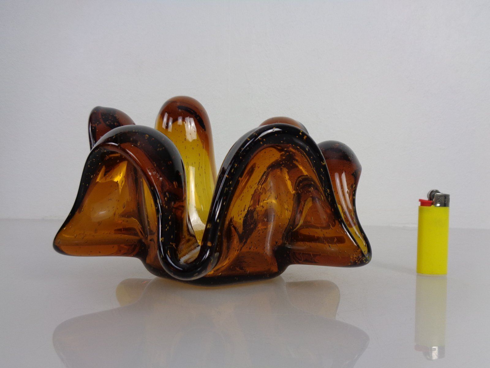 Large Murano Amber Glass Bowl, Italy, 1960s photo vinterior