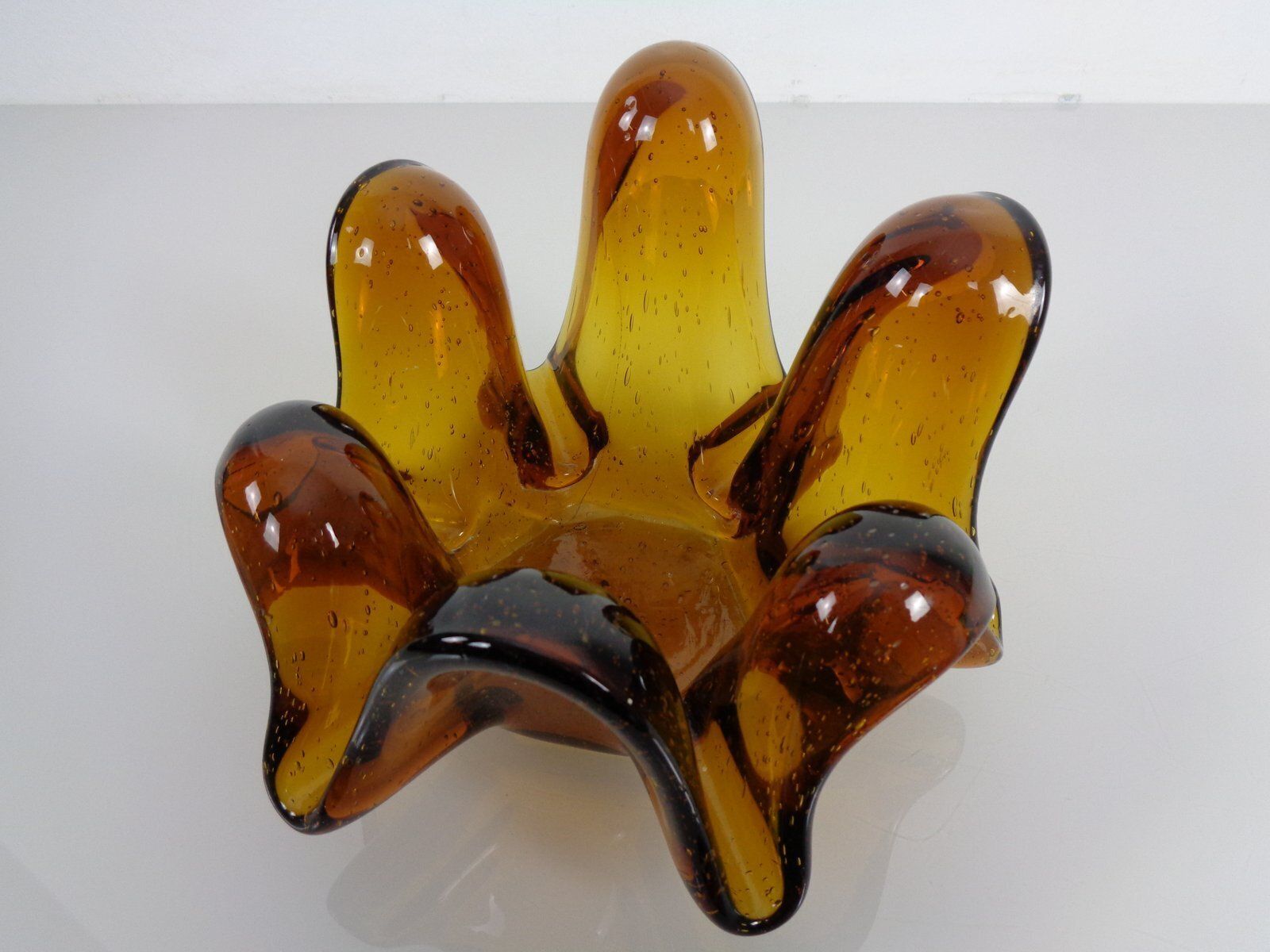 photo furniture Large Murano Amber Glass Bowl, Italy, 1960s