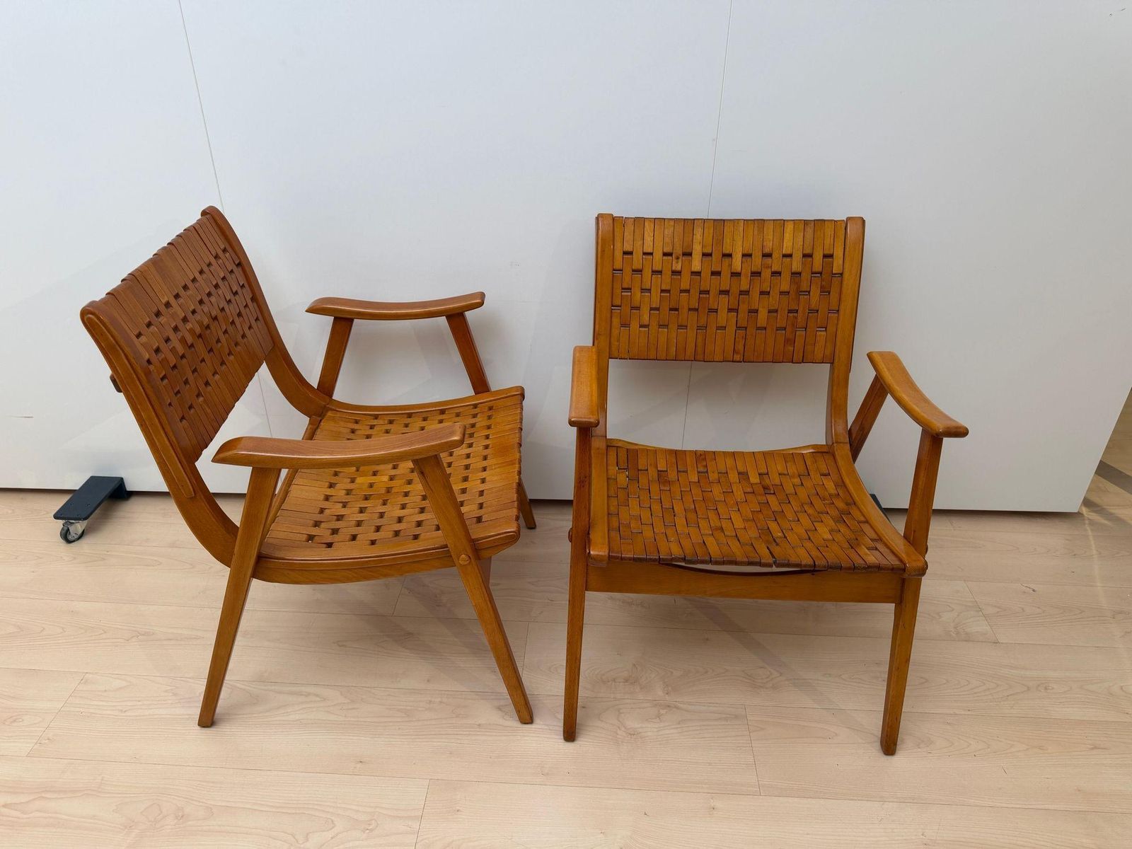 Pair Of ‘Gelenka’ Armchairs, Solid Beech Wood, Germany Circa 1950 photo vintage