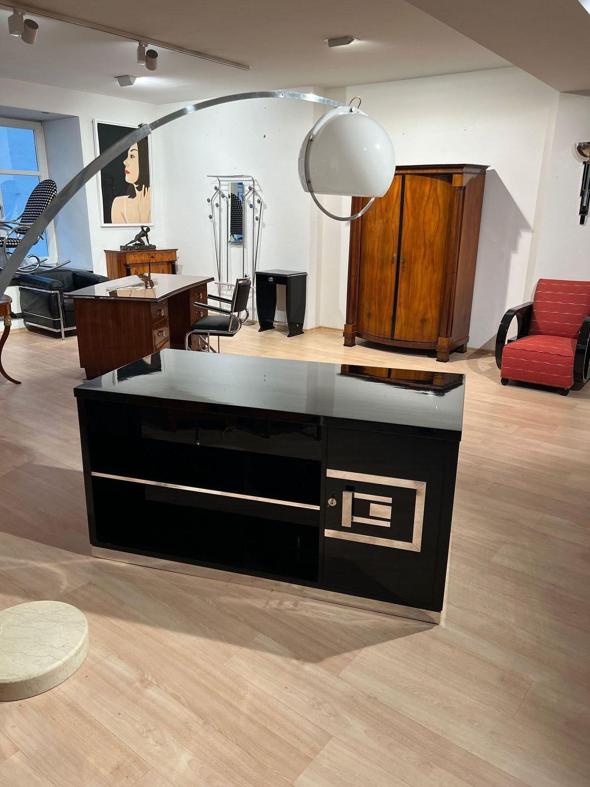 Art Deco Desk, Black Lacquer, Walnut, Metal, France, Circa 1930/40 photo vinterior