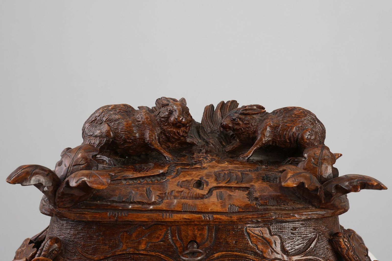Antique Swiss Black Forest Hand Carved Jewelry Box In Oak, 1800s photo furniture