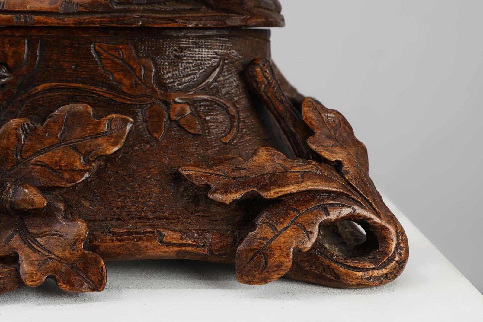 Antique Swiss Black Forest Hand Carved Jewelry Box In Oak, 1800s photo 2083.0