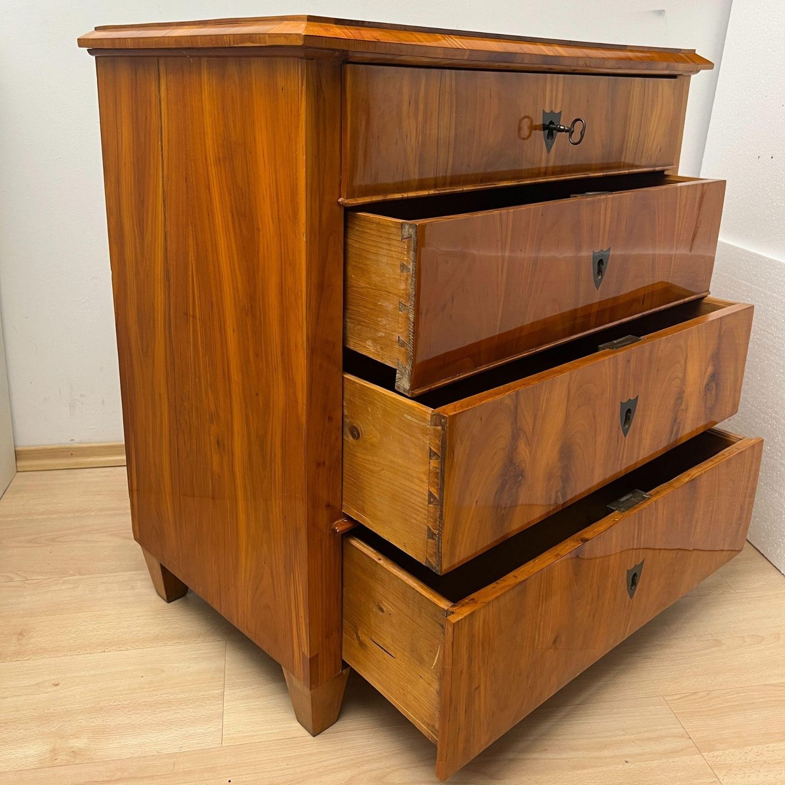 Biedermeier Commode, Cherry Veneer, Ebonized, South Germany, Circa 1830 photo for sale