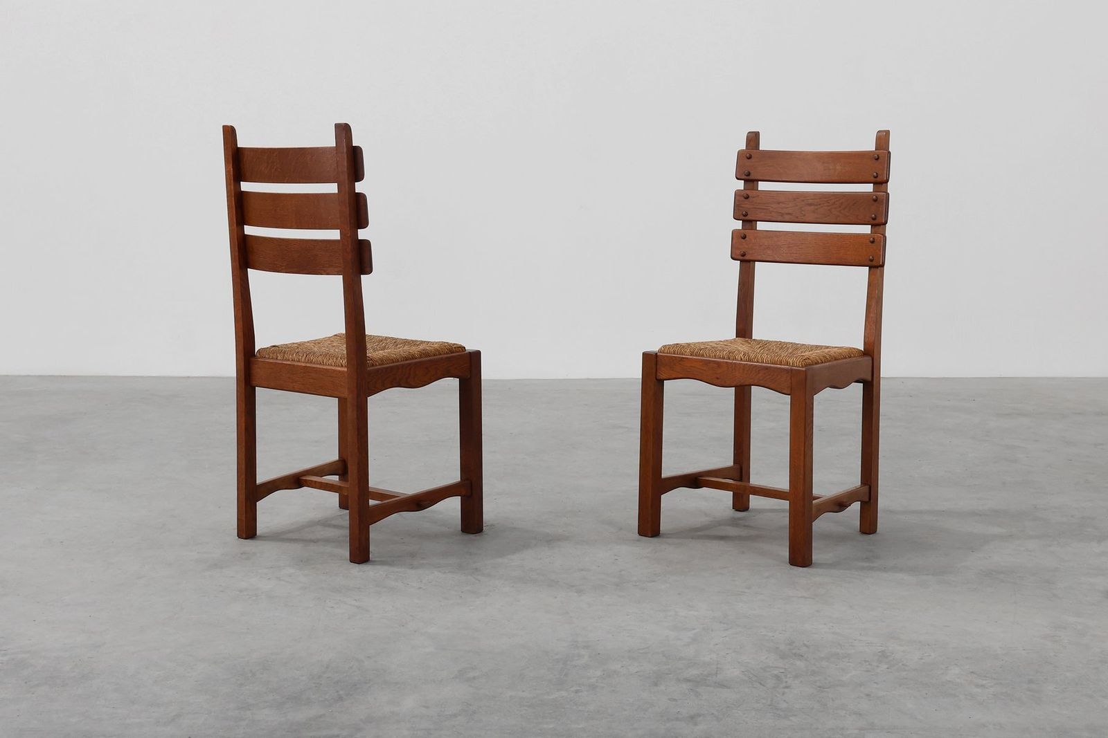 photo furniture Mid Century Modern Brutalist Oak And Wicker Chair, 1960