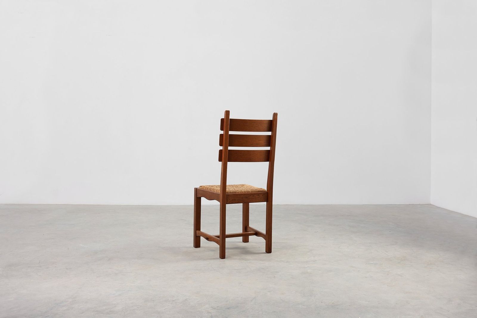 Mid Century Modern Belgian Chair In Oak And Wicker, 1960s photo vinterior