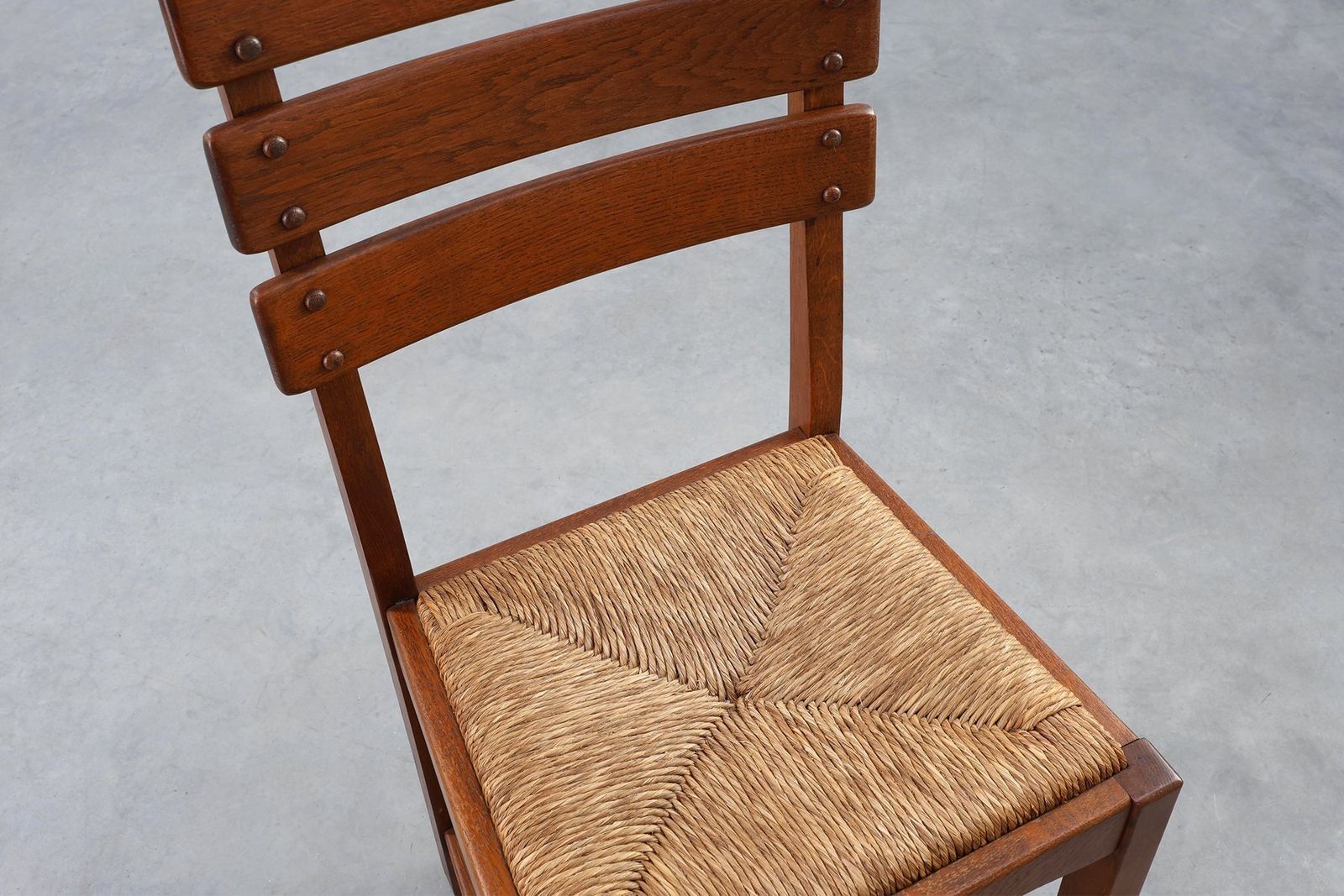 photo furniture Mid Century Modern Belgian Chair In Oak And Wicker, 1960s