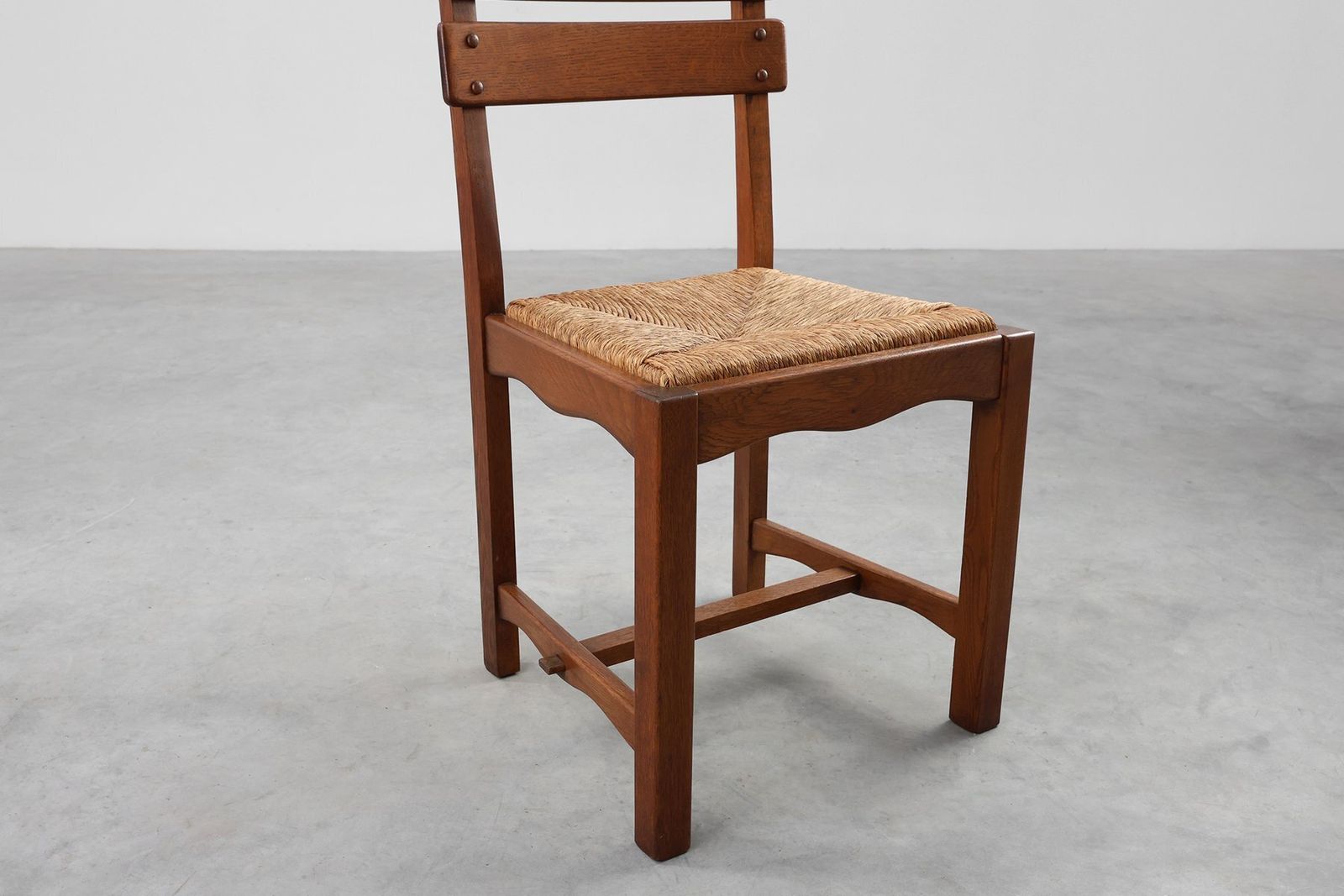 photo for sale Mid Century Modern Belgian Chair In Oak And Wicker, 1960s