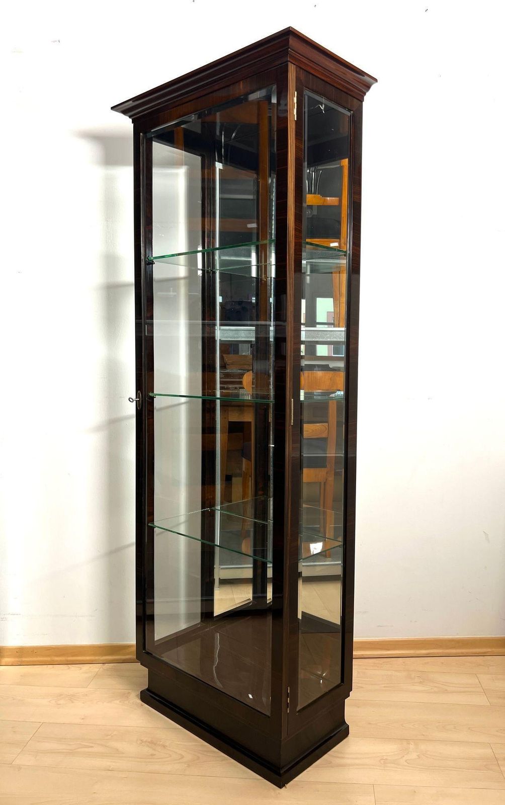 Art Deco Display Cabinet, 3 Sides Glass, Macassar Veneer, France, Circa 1930 photo 6311.0
