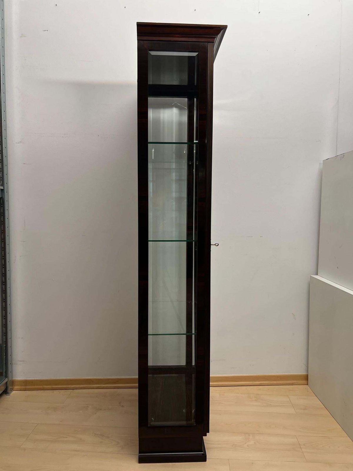 Art Deco Display Cabinet, 3 Sides Glass, Macassar Veneer, France, Circa 1930 photo vinterior