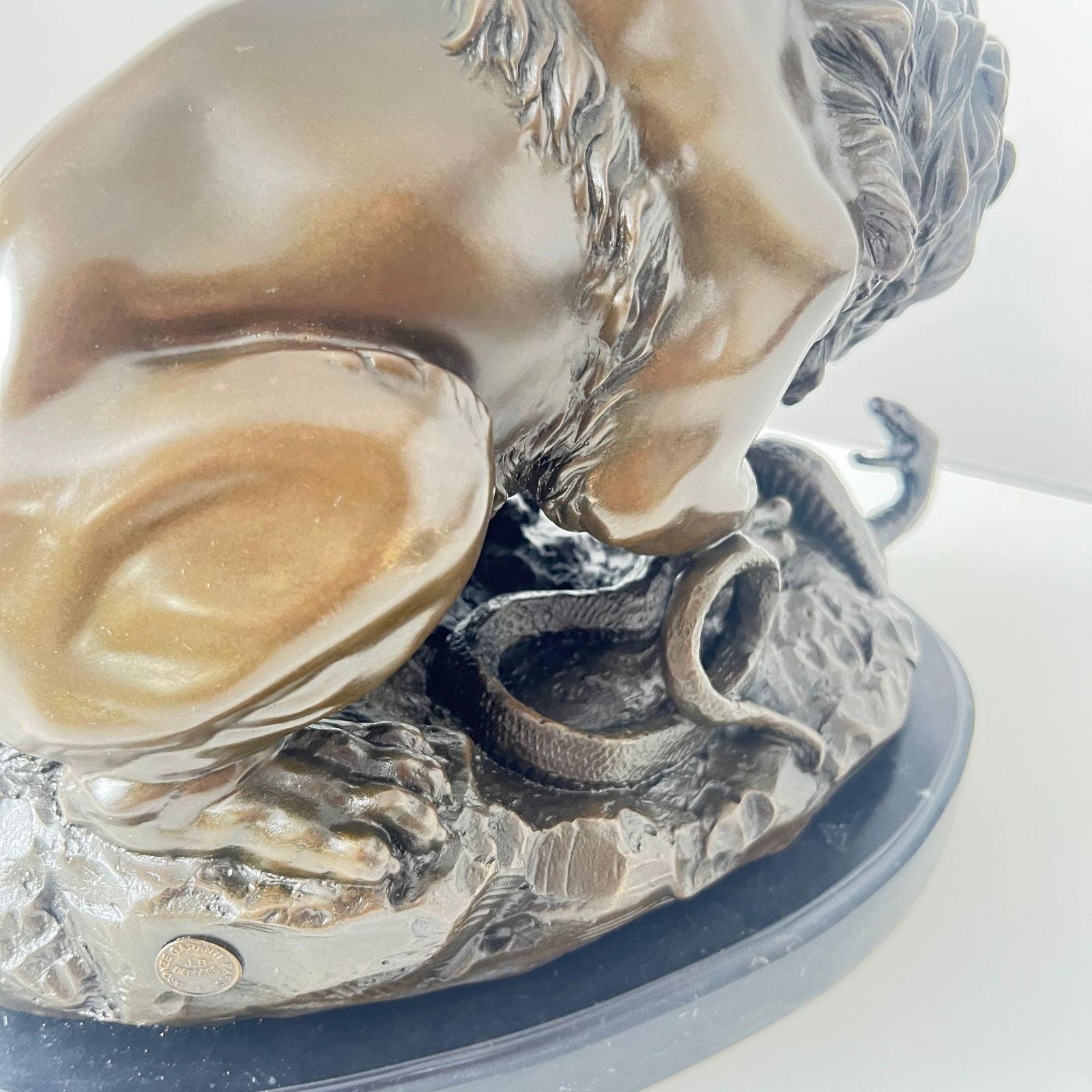 photo furniture Bronze Sculpture, Lion With Snake, After A. Barye, France, 20th Century.