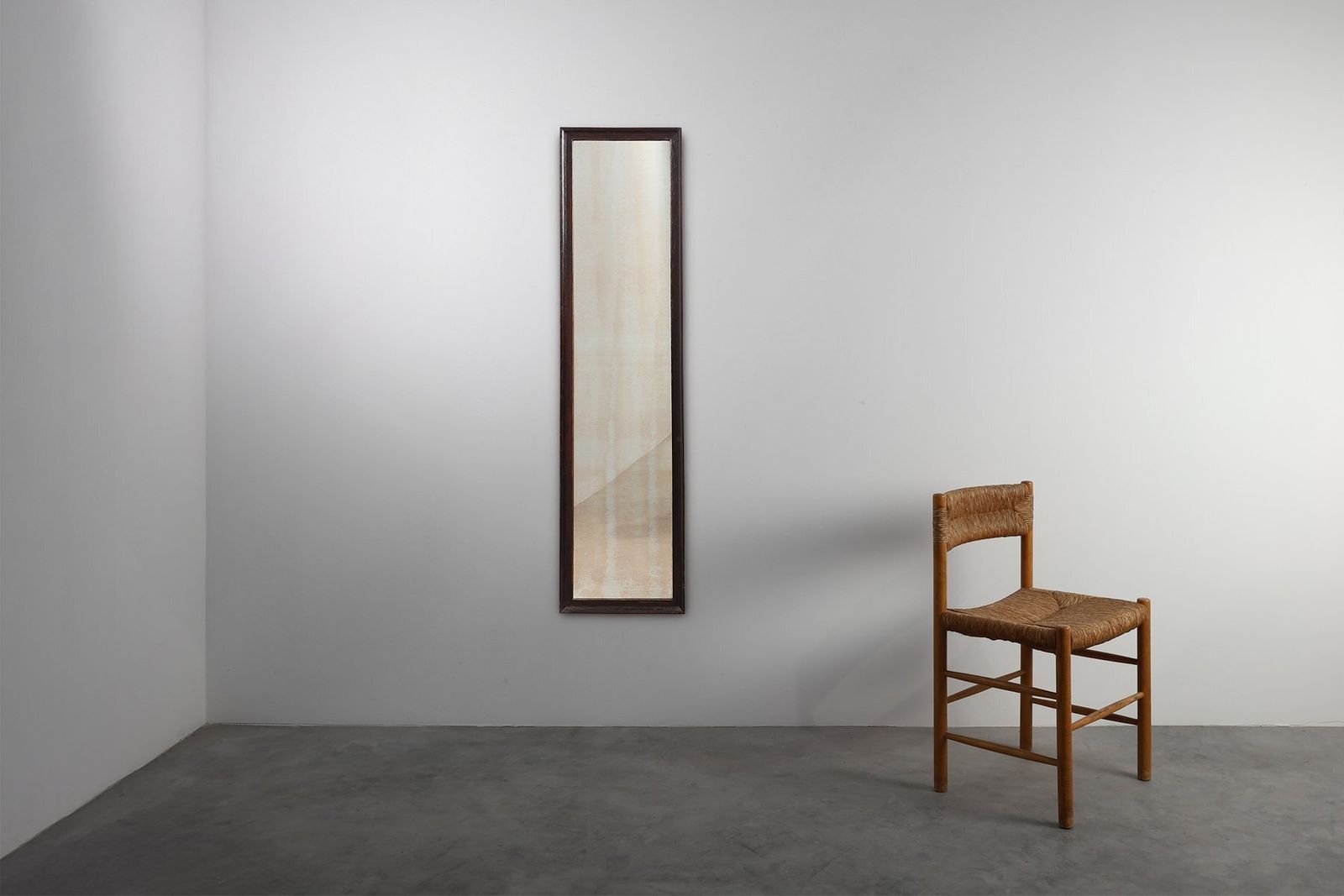 Belgian Art Deco Wooden Mirror With Aged Glass, 1930s photo for sale