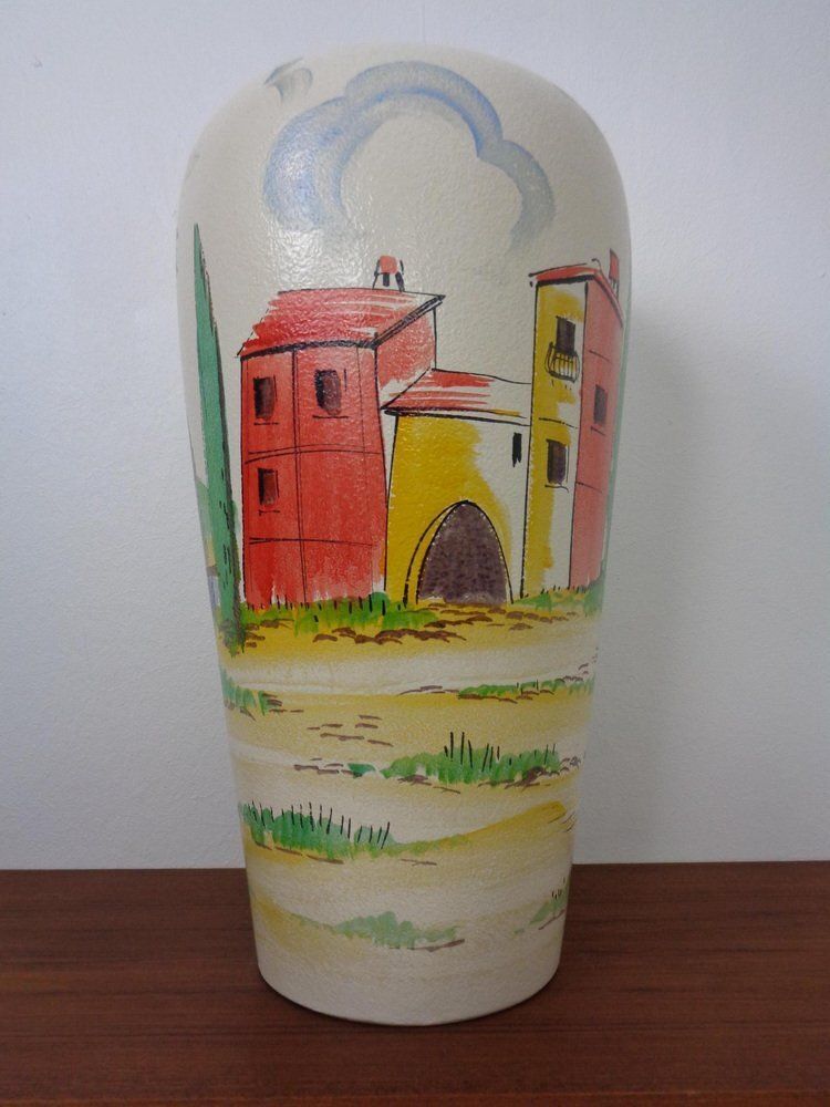 Large Hand Painted Ceramic 617 50 Vase From Scheurich Foreign, Germany, 1960s