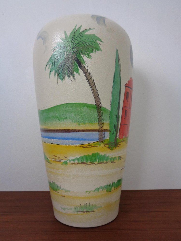 Large Hand Painted Ceramic 617 50 Vase From Scheurich Foreign, Germany, 1960s photo Home Decor