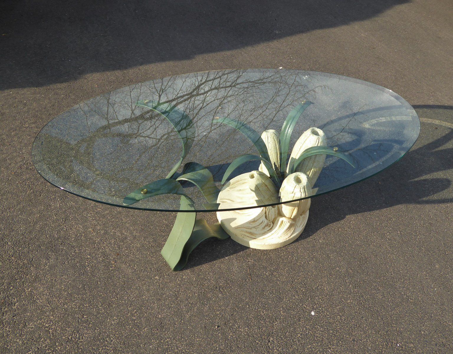 Bronze & Resin Organic Anemone Plant Coffee Table With Glass Top, 1970s photo Furniture
