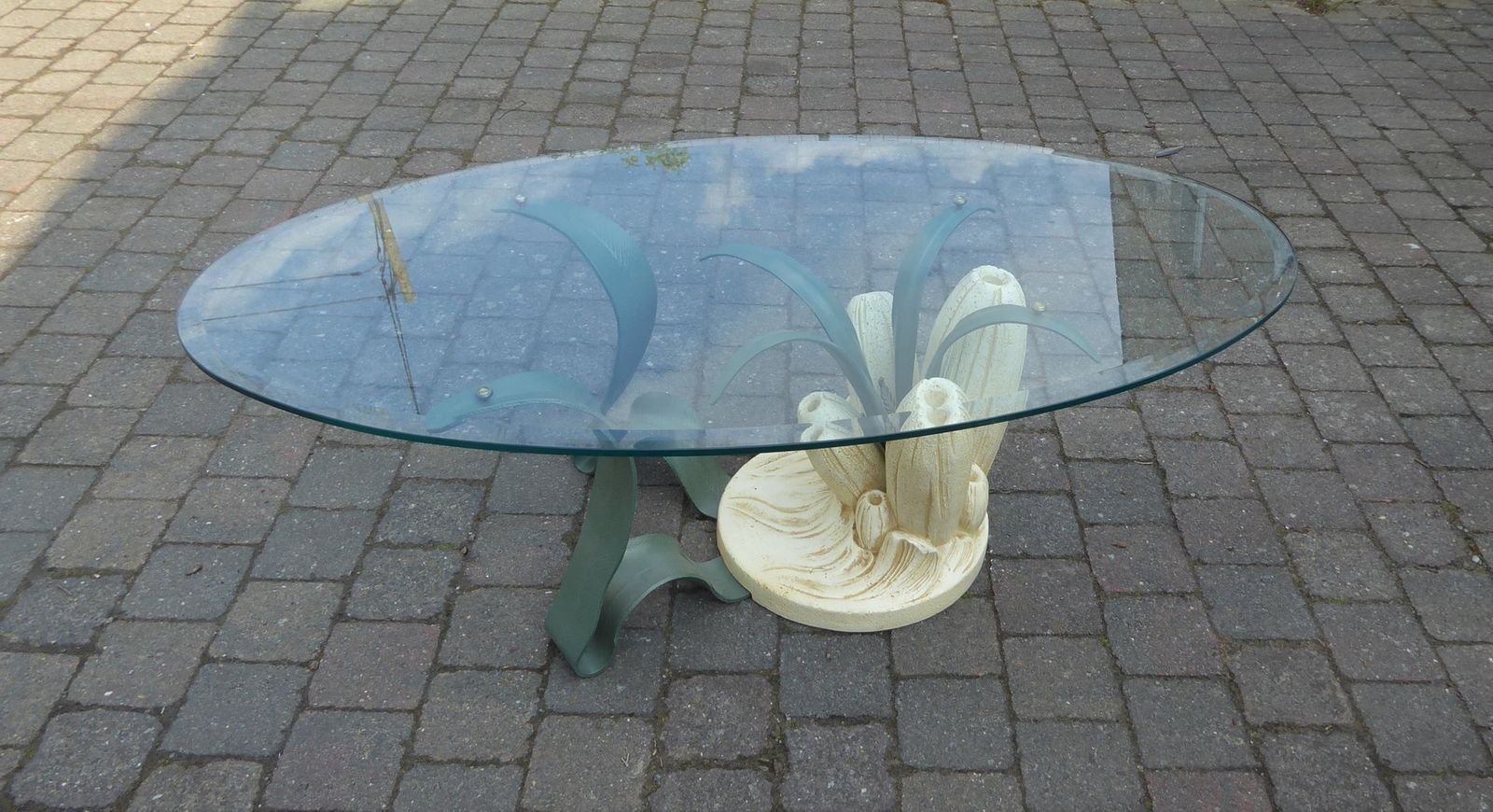 photo for sale Bronze & Resin Organic Anemone Plant Coffee Table With Glass Top, 1970s