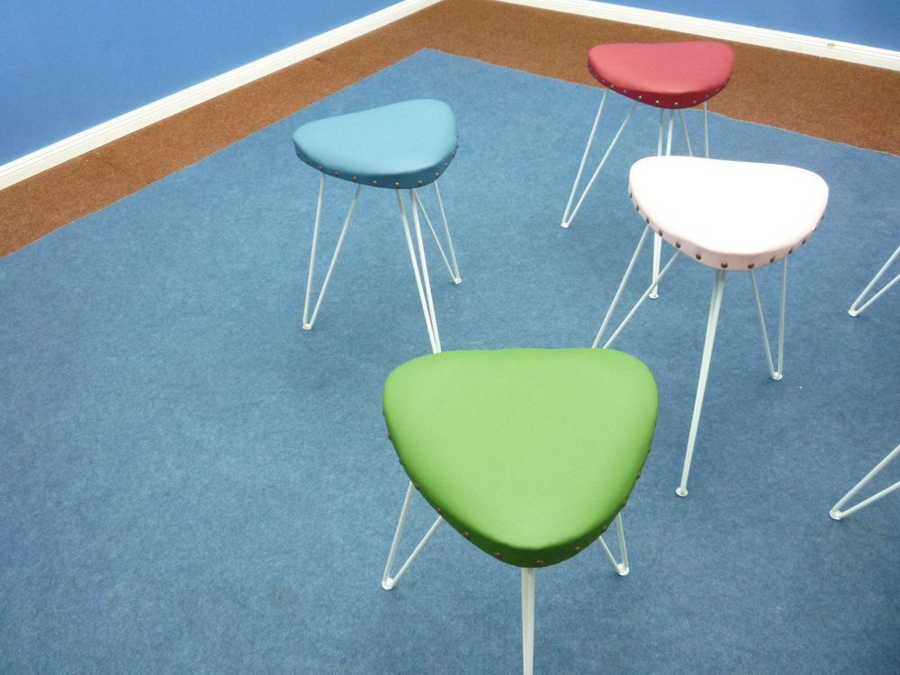 Hand Crafted Metal And Skai Stools From Rohde Berlin, 1950s, Set Of 6 photo Furniture