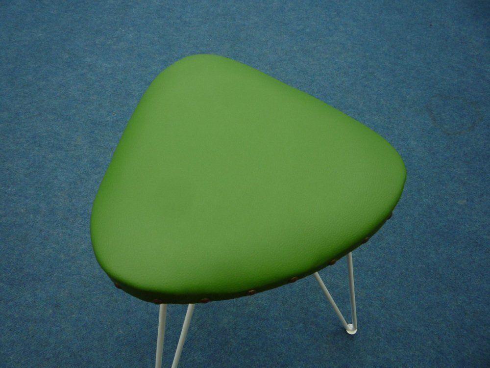 photo vintage Hand Crafted Metal And Skai Stools From Rohde Berlin, 1950s, Set Of 6