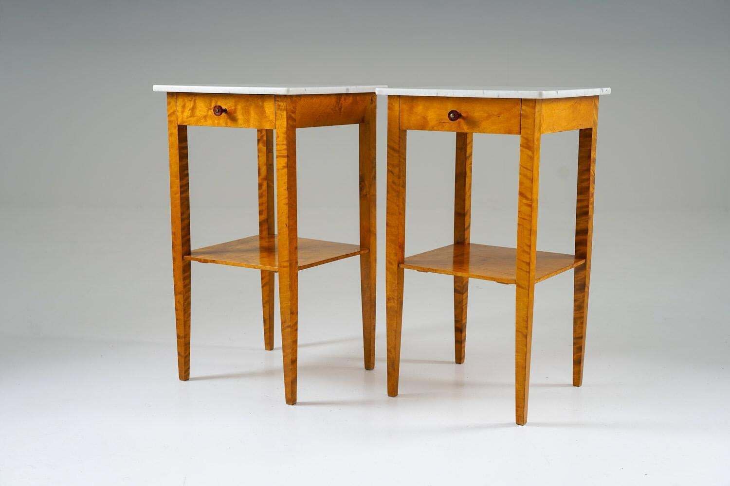 Pair Of Swedish Birch And Marble Bedside Tables photo buy