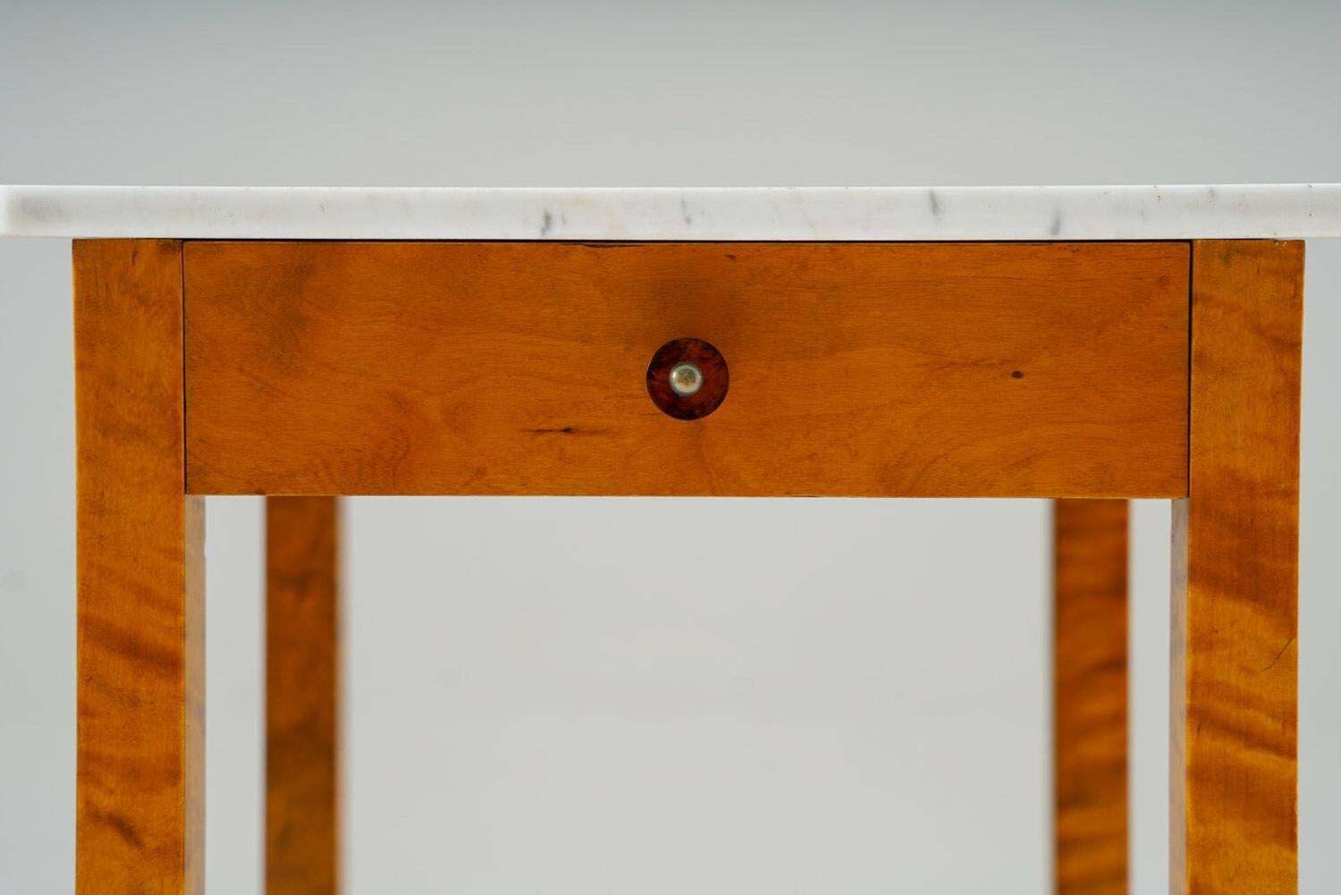 Pair Of Swedish Birch And Marble Bedside Tables photo vintage